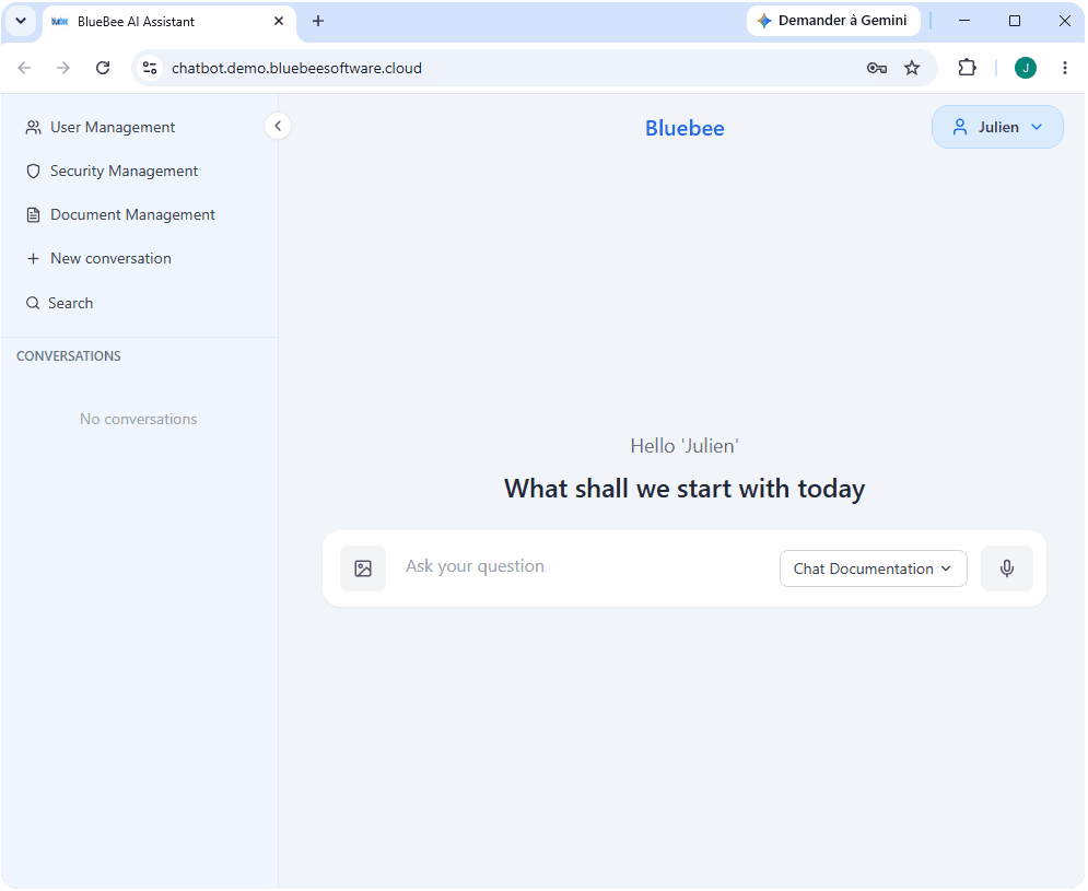 The Bluebee conversational assistant in action
