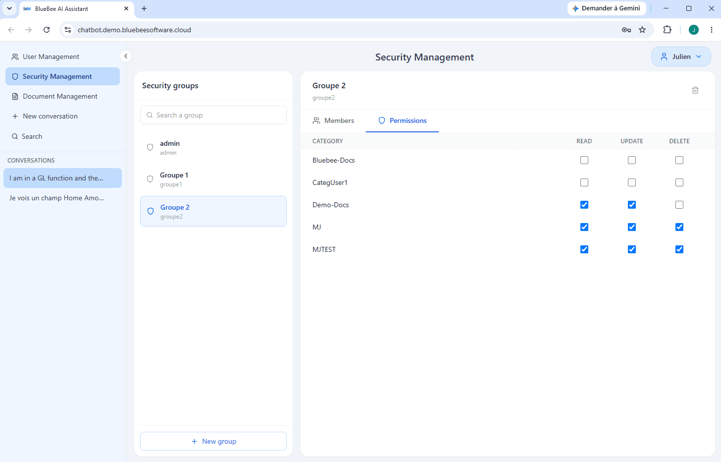 Create categories and assign access