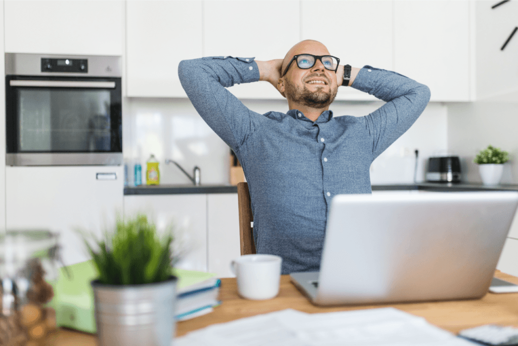 Relaxed man happy to work remotely